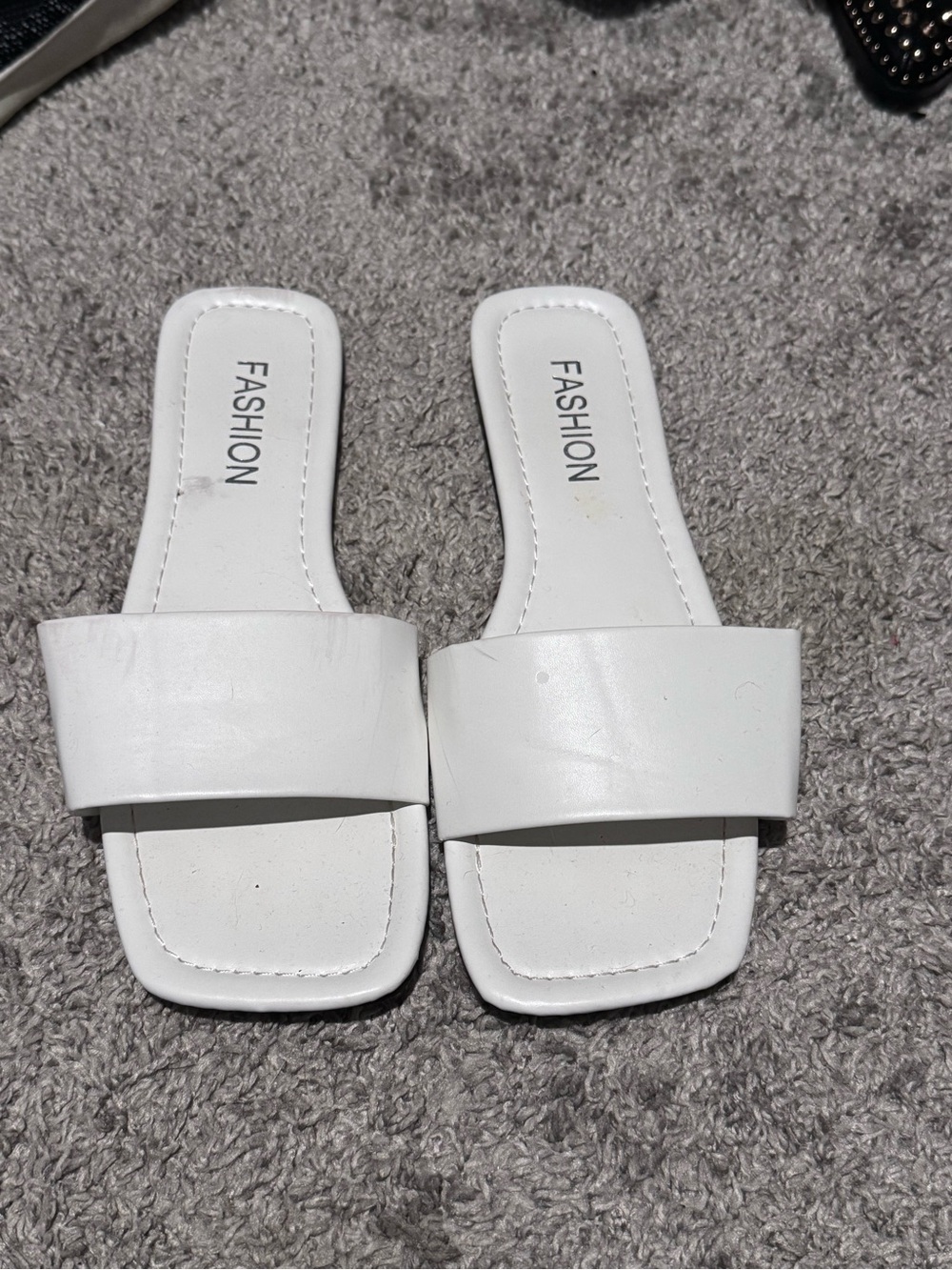 White Slide Sandals for Women